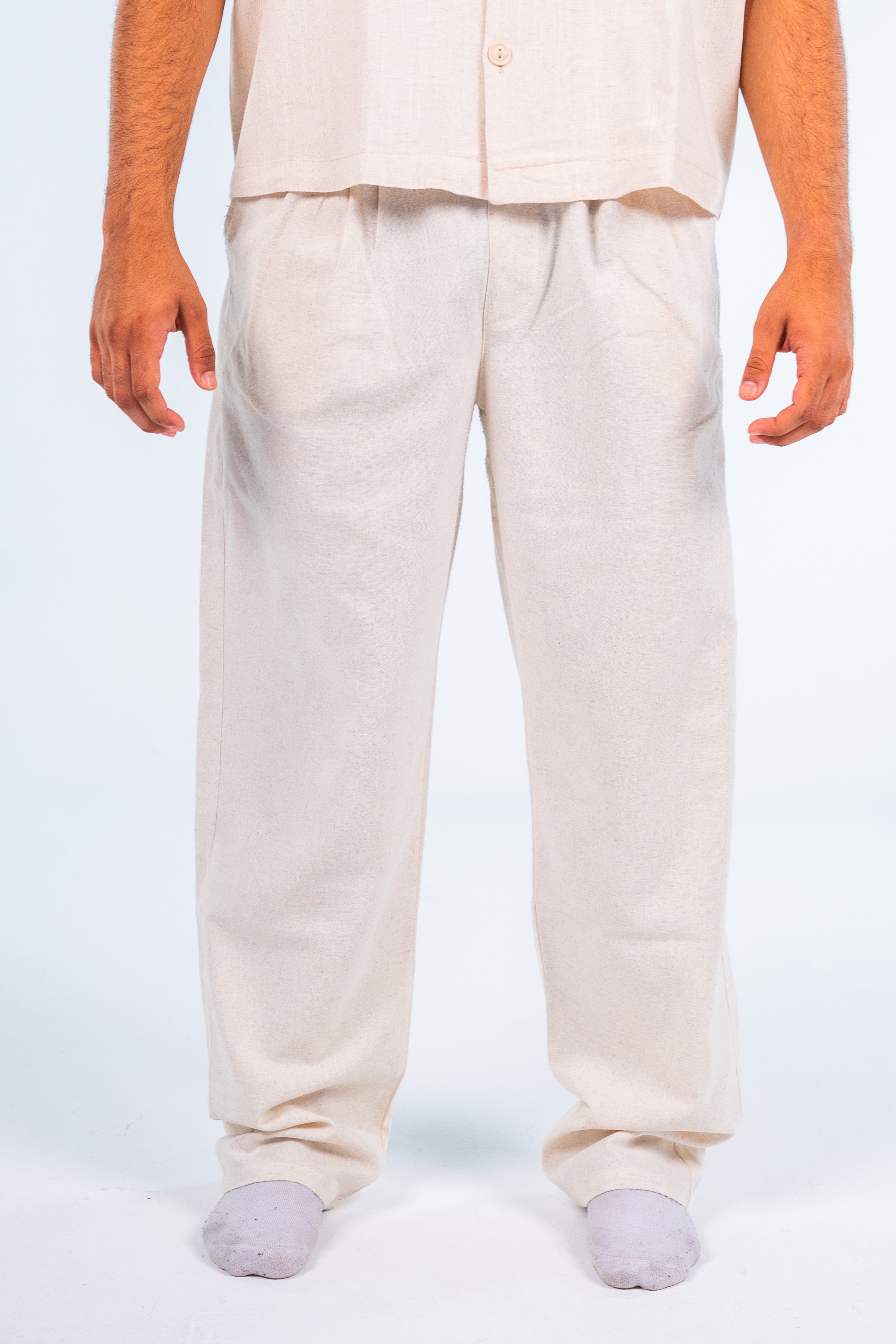 بنطلون كتان بيج - Beige Linen Trousers
