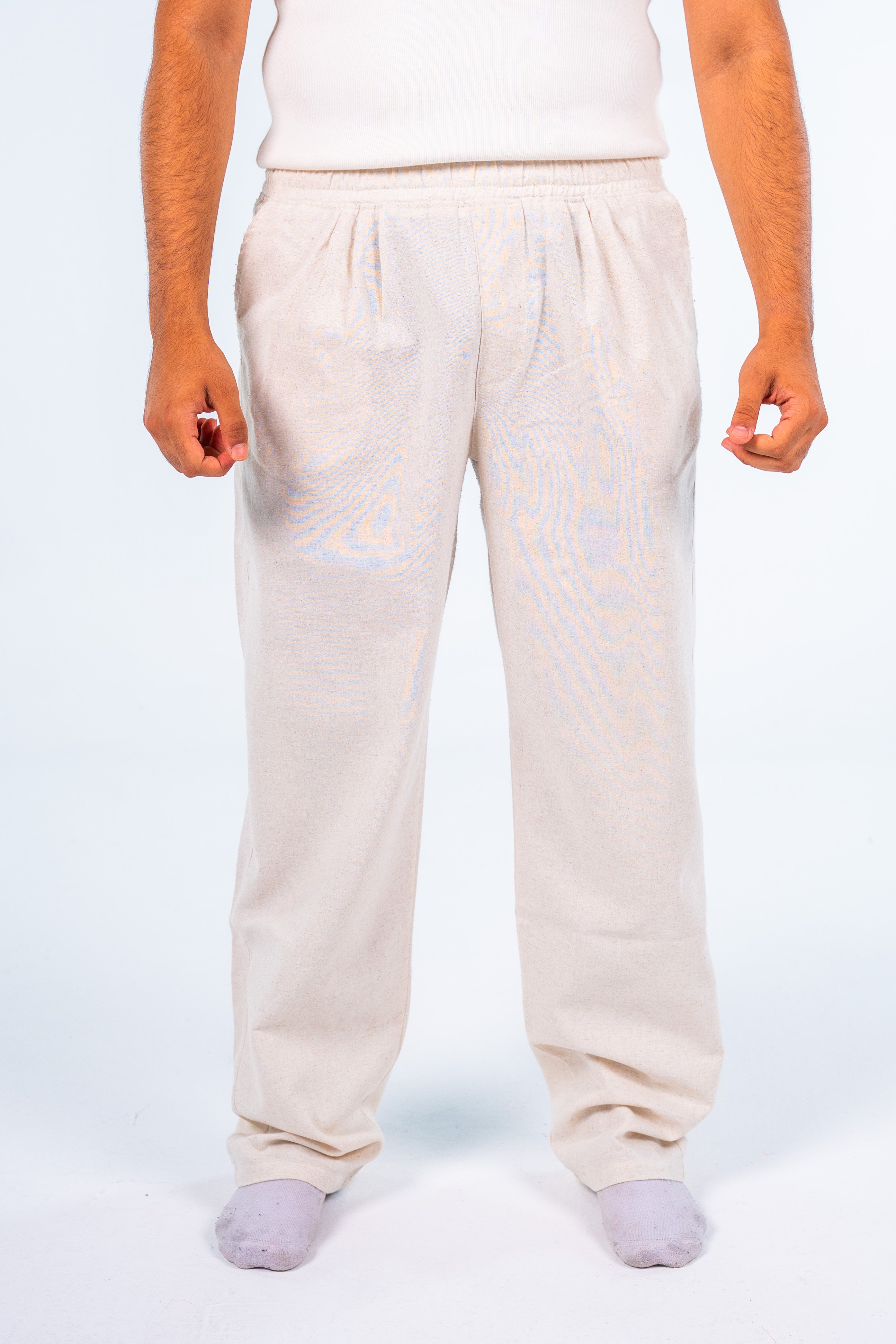 بنطلون كتان بيج - Beige Linen Trousers