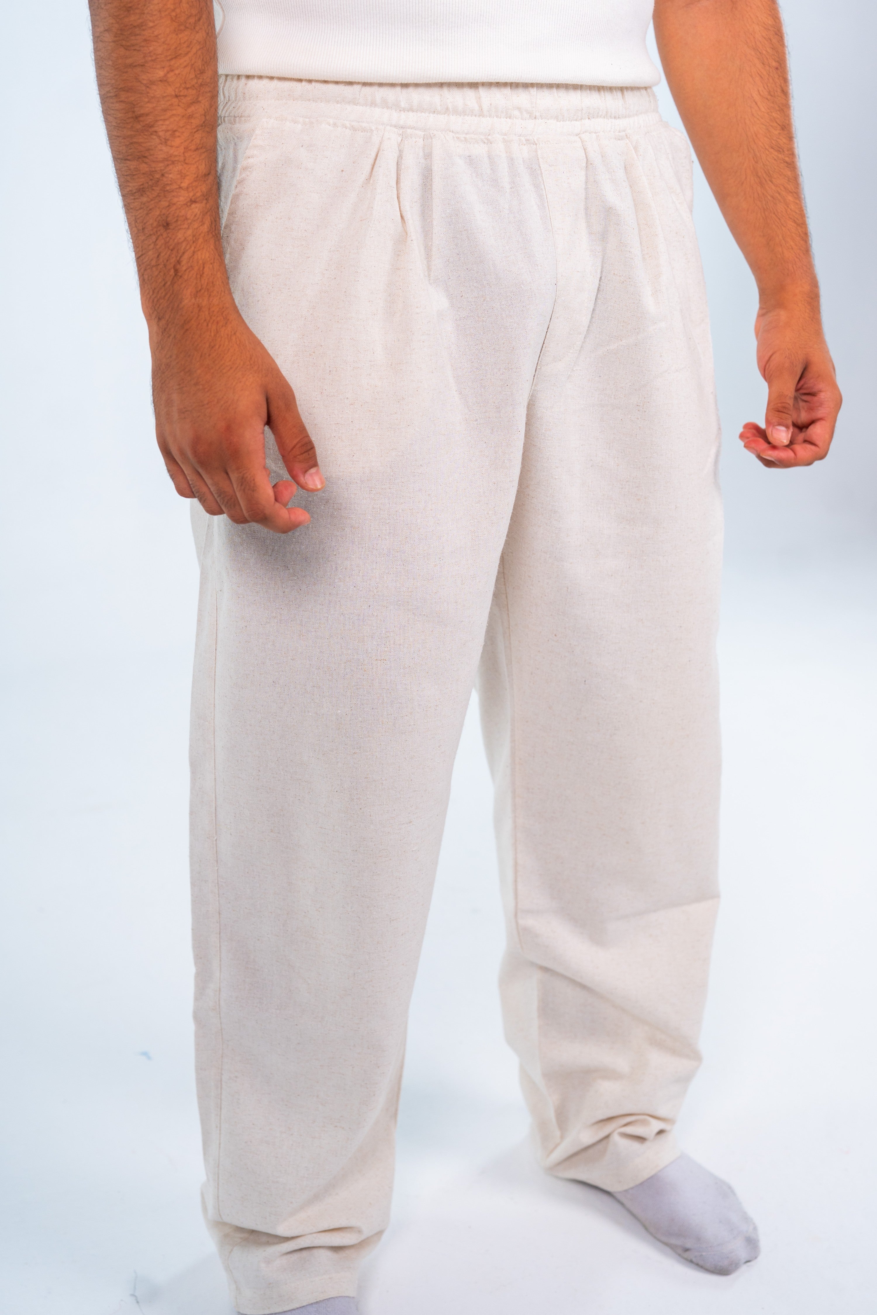 بنطلون كتان بيج - Beige Linen Trousers