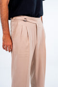 بنطلون بيج كلاسيك بكسرات - Beige Classic Pleated Trousers