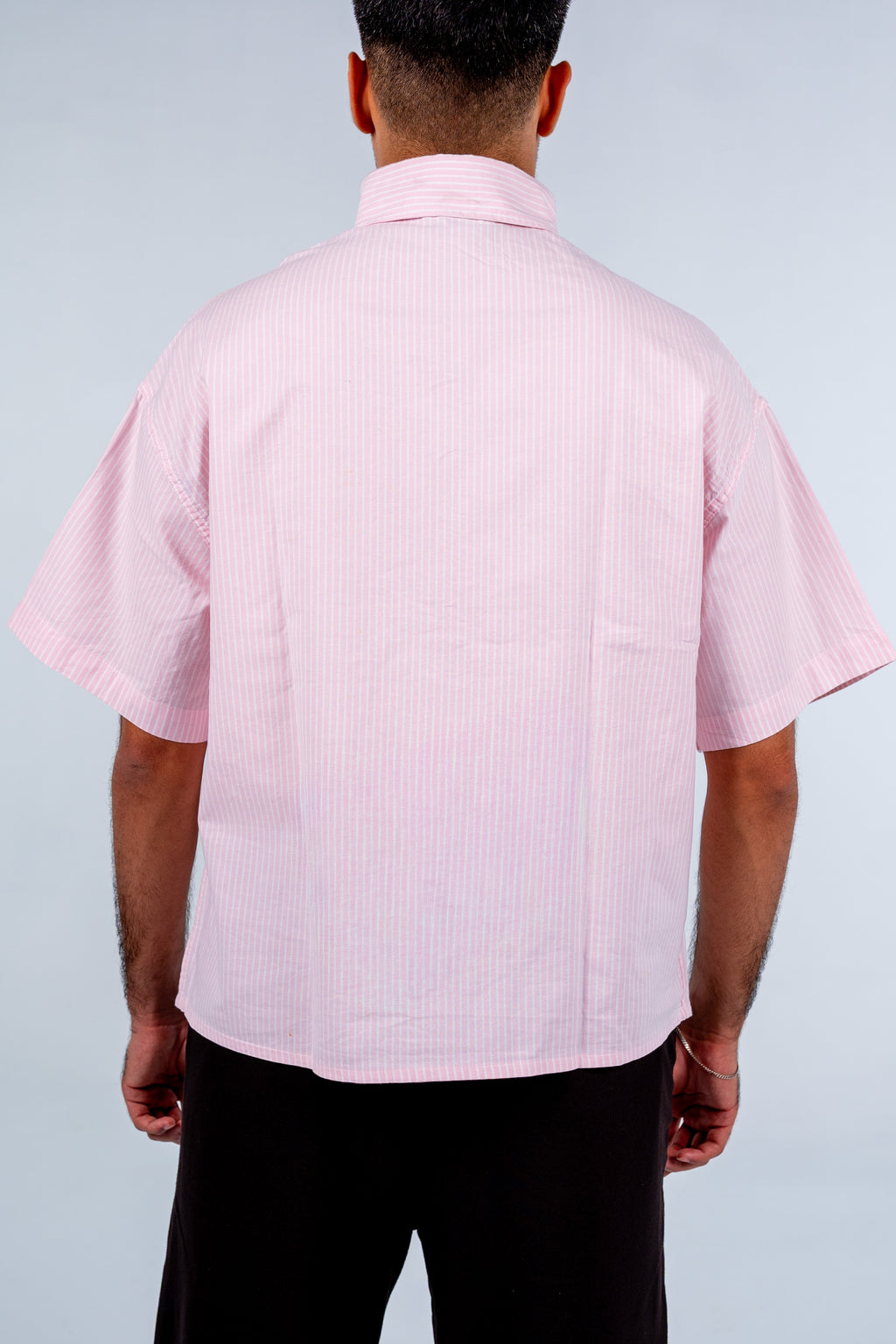 Pink Short Sleeve Pinstripe Shirt | قميص بينك مقلم نص كم